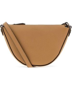 Fendi Camel Leather Mini Melon Crossbody Bag - Brown