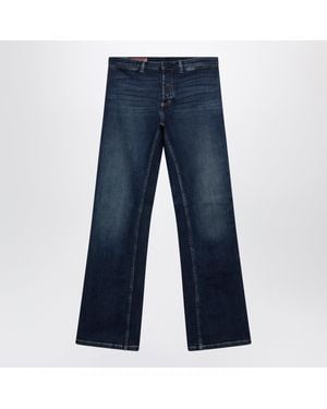 Gucci Low-Rise Cotton Denim Web Tape Pants - Blue