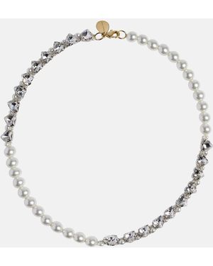 Simone Rocha Quartet Pearl &Amp; Crystal Heart Necklace - White