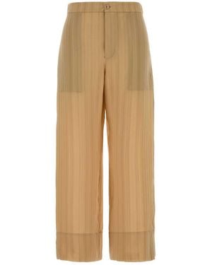 Saint Laurent Embroidered Silk Pant - Natural