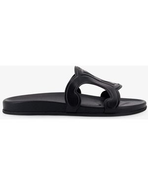 Celine Triomphe Leather Sandals - White