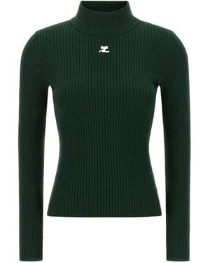 Courreges 'Reedition Rib Knit' Sweater - Green