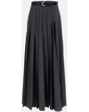 Self-Portrait Pleated Wool Blend Skirt - Black