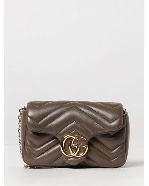 Gucci Gg Marmont Matelasse Chevron Nappa Mini Crossbody Bag - Gray