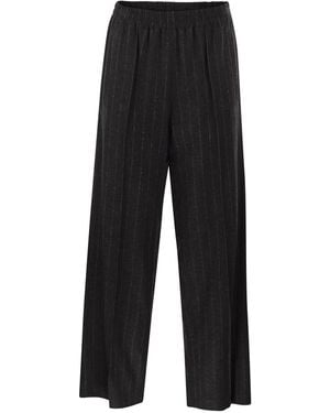 Brunello Cucinelli Pinstriped Flannel Pants With Sequins - Black