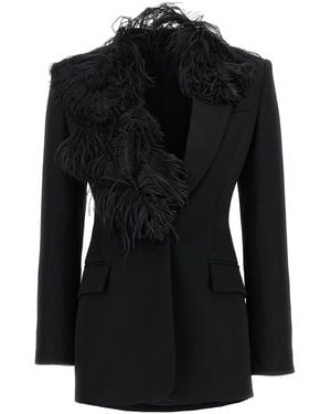 The Attico Feather Blazer - Black