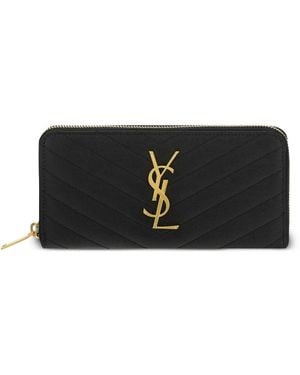 Saint Laurent Wallet With Brass Metal Logo - Black
