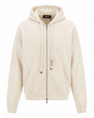 DSquared² Relax Zipped Fit Hoodie - White