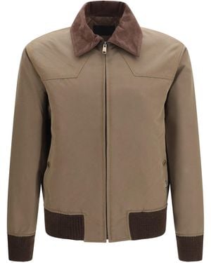 Prada Jacket With Corduroy Collar - Brown
