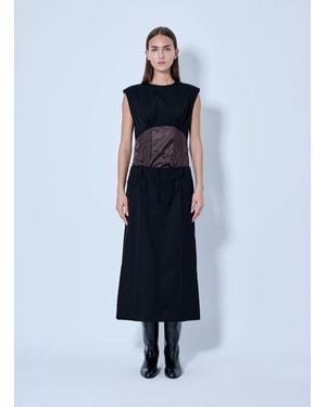 Marni Sleeveless Dress With Contrast Waist Panel - Blue