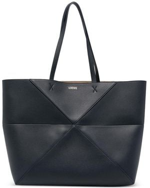 Loewe Puzzle Fold Large Leather Tote - Black