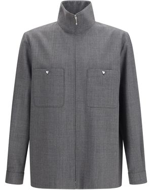 Valentino Mouliné Wool Shirt Jacket - Gray