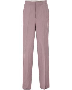 Tagliatore Tailored Linen Pants - Purple