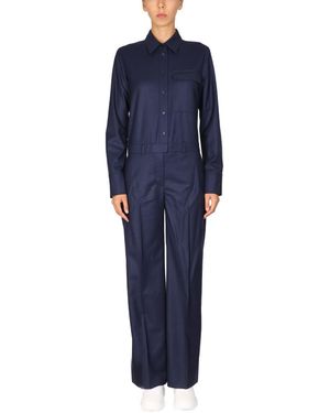 Stella McCartney Solid Shirt Collar Jumpsuit - Blue