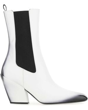 Prada Leather Ankle Boots - White