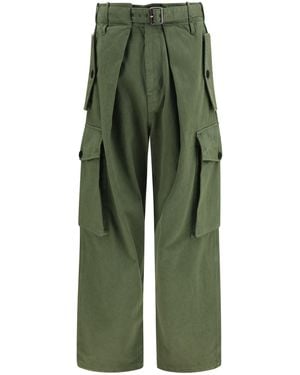 Loewe Cotton Cargo Pants - Green
