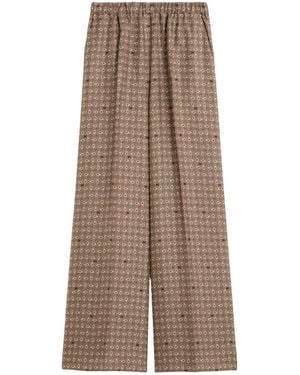 Max Mara Printed Silk Pants - Brown