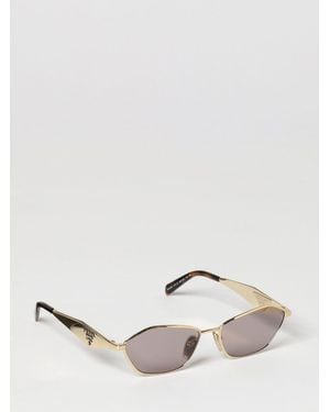 Prada Cat-Eye Metal Sunglasses With Embossed Lettering Logo - Natural