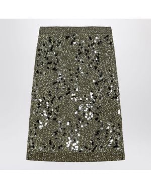 Gucci Dark Viscose And Tweed Blend Skirt - Green
