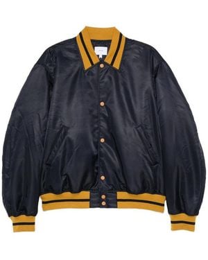 Rhude Logo-Patch Striped-Trim Jacket - Blue