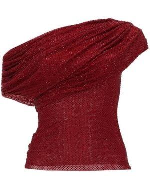 Self-Portrait Asymmetrical Top Polyester Elastane Tops - Red