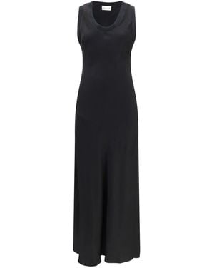Ami Paris Sleeveless Long Fluid Satin Dress - Black