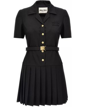 Miu Miu Mini Chemisier Dress in Blue | Lyst