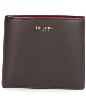 Saint Laurent East/West Leather Wallet - Gray