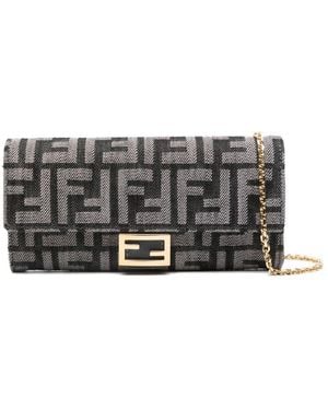 Fendi Baguette Wallet On Chain - Gray