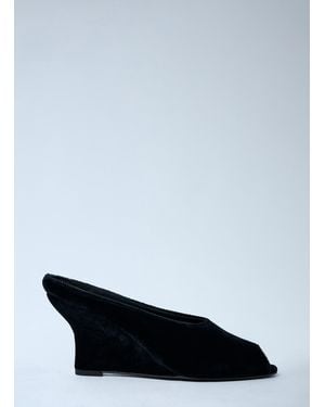 TOTEME Velvet Peep-Toe Wedge Mules - Black