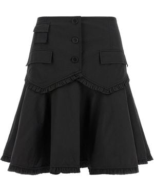 Ganni Stretch Cotton Skirt - Black