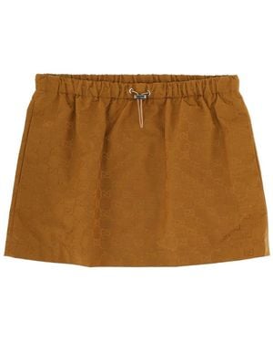 Gucci Miniskirt With "Gg" Texture - Brown