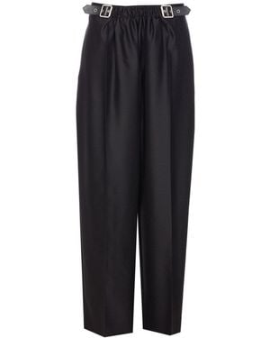 Loewe Wool And Silk Belted Pants - Black