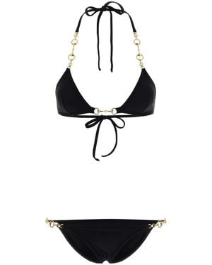 Gucci Hobrsebit Detail Triangle Bikini Set - White