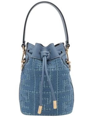 Fendi Mon Tresor Mini Rafia Bucket Bag - Blue