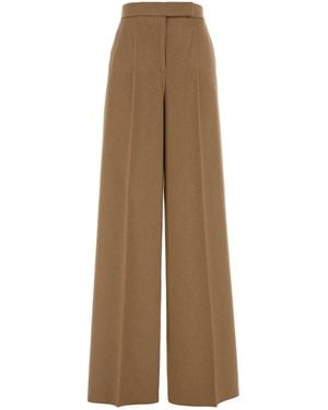 Max Mara Camel Flannel Filato Wide-Leg Pant - Natural