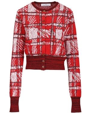 Vivienne Westwood Cardigan Scribble Check - Red