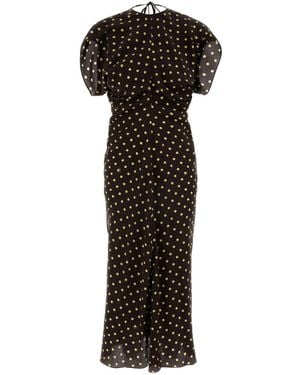 Marni Crêpe De Chine Dress With Polka Rhythm Print - Black