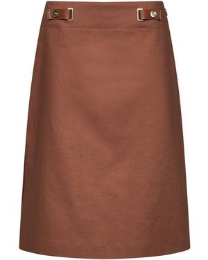 Fendi Linen And Cotton Midi Skirt - Brown
