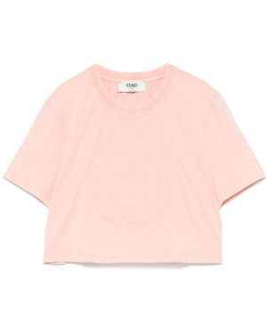 Fendi Short T-Shirt With Embossed Logo - Pink