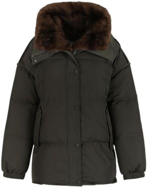 Yves Salomon Long-Sleeved Down Jacket - Black