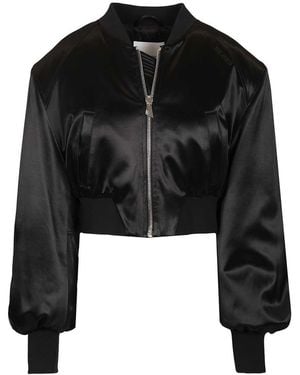 The Attico Satin Bomber Jacket - Black