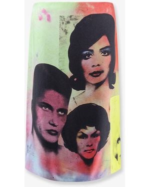 Versace Printed Silk Twill Midi Skirt - White