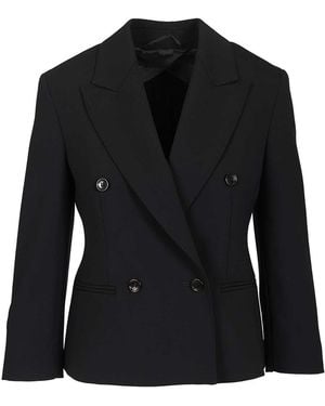 Max Mara Wool Canvas Crop Blazer - Black