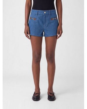 Gucci Cotton Shorts With Horsebit - Blue