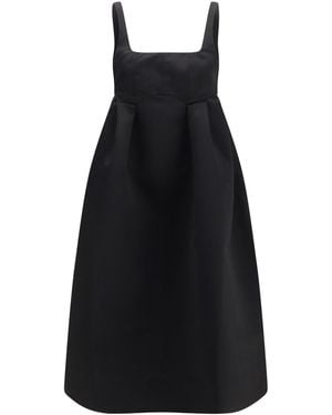 Ganni Duchesse Satin Midi Dress With Corset - Black