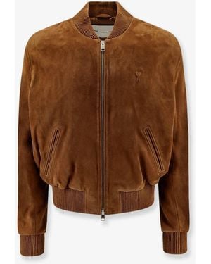 Ami Paris Suede Goatskin Jacket - Brown