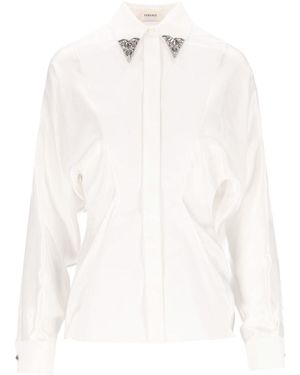 Versace Cotton Poplin Shirt With Embroidered Collar - White