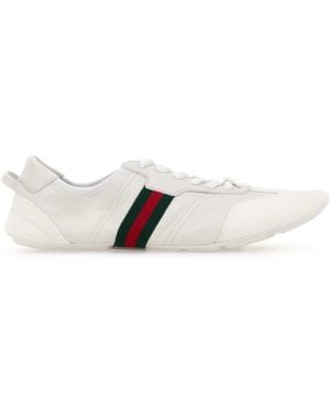 Gucci Leather And Suede Flex Sneakers - White