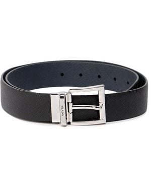 Prada Saffiano Leather Reversible Belt - Blue